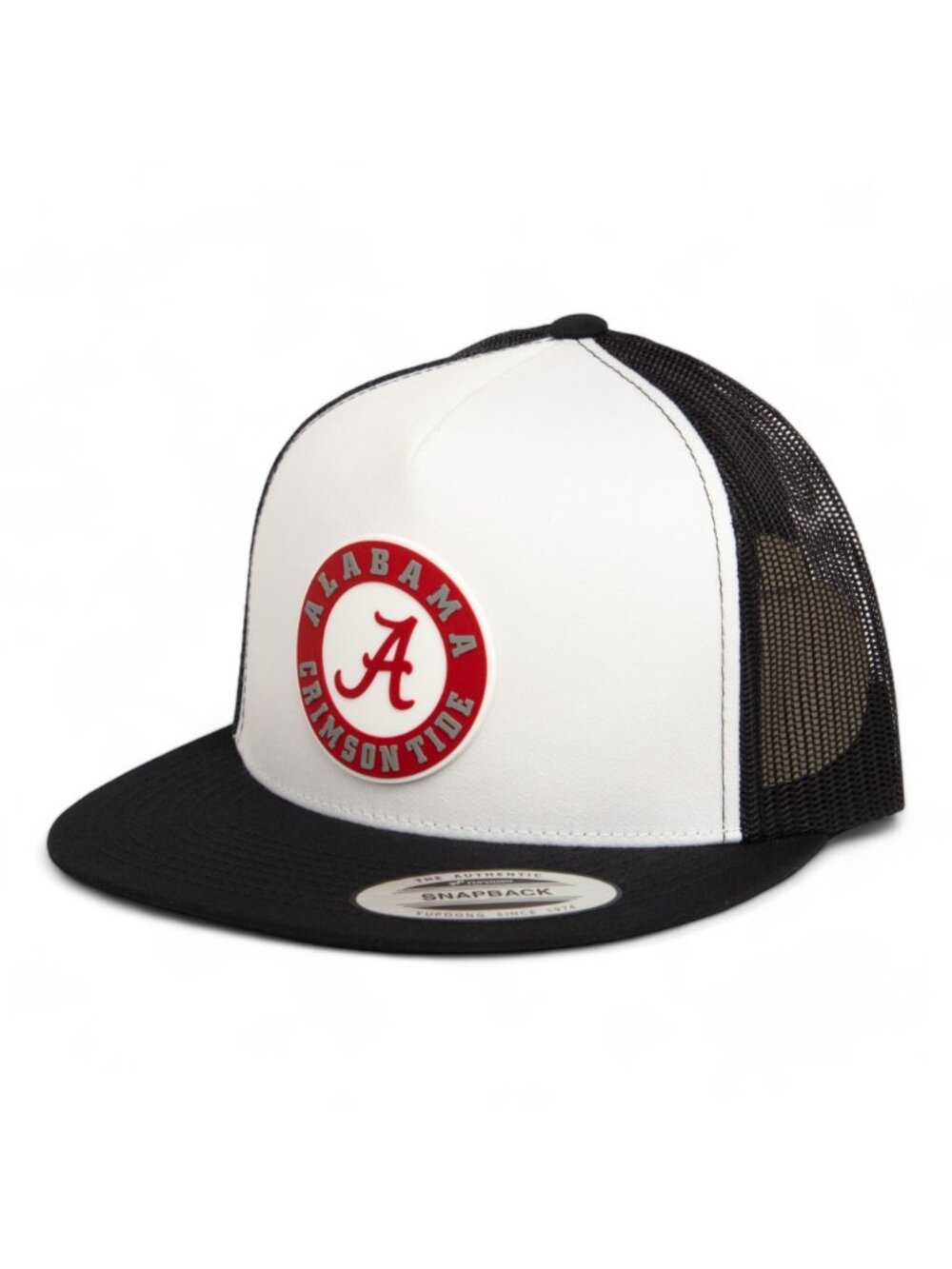Alabama Crimson Tide Snapback Flat Bill Trucker Hat- Black/ White/ Black